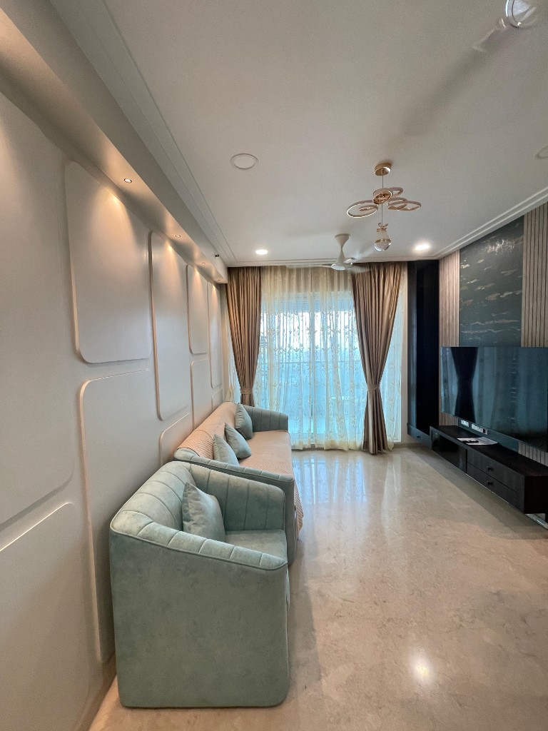 Lounge seating and entertainment wall